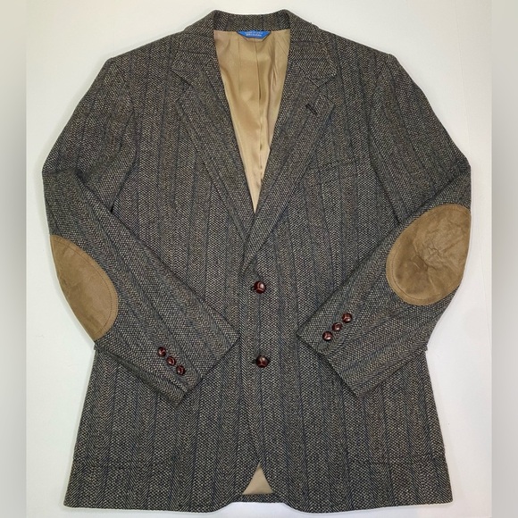 Vintage Pendleton Herringbone Tweed Sport Coat
with Elbow Patches EUC Sz 40 - Picture 1 of 10